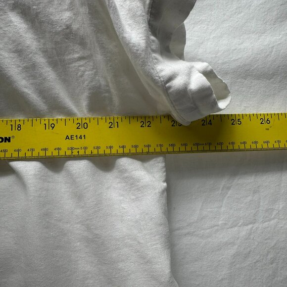 Uniqlo Linen Short Sleeve Button Up Blouse White GUC Women Size Small Hi Low Top - Picture 8 of 9